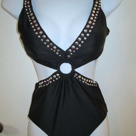 Bar III Women's Tell Me About It Stud One-Piece Swimsuit Sz L - Picture 6 of 13